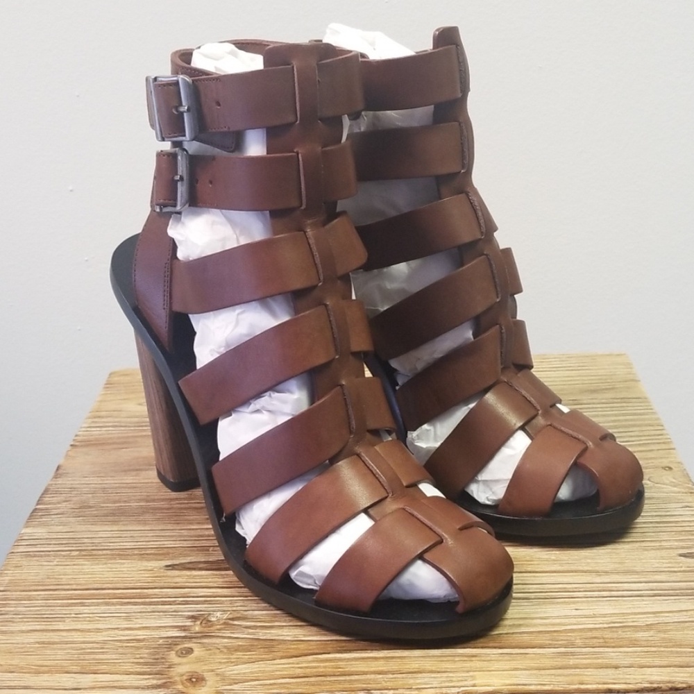 VINCE Nicolette Strappy Leather Sandal, Saddle - Picture 1 of 5